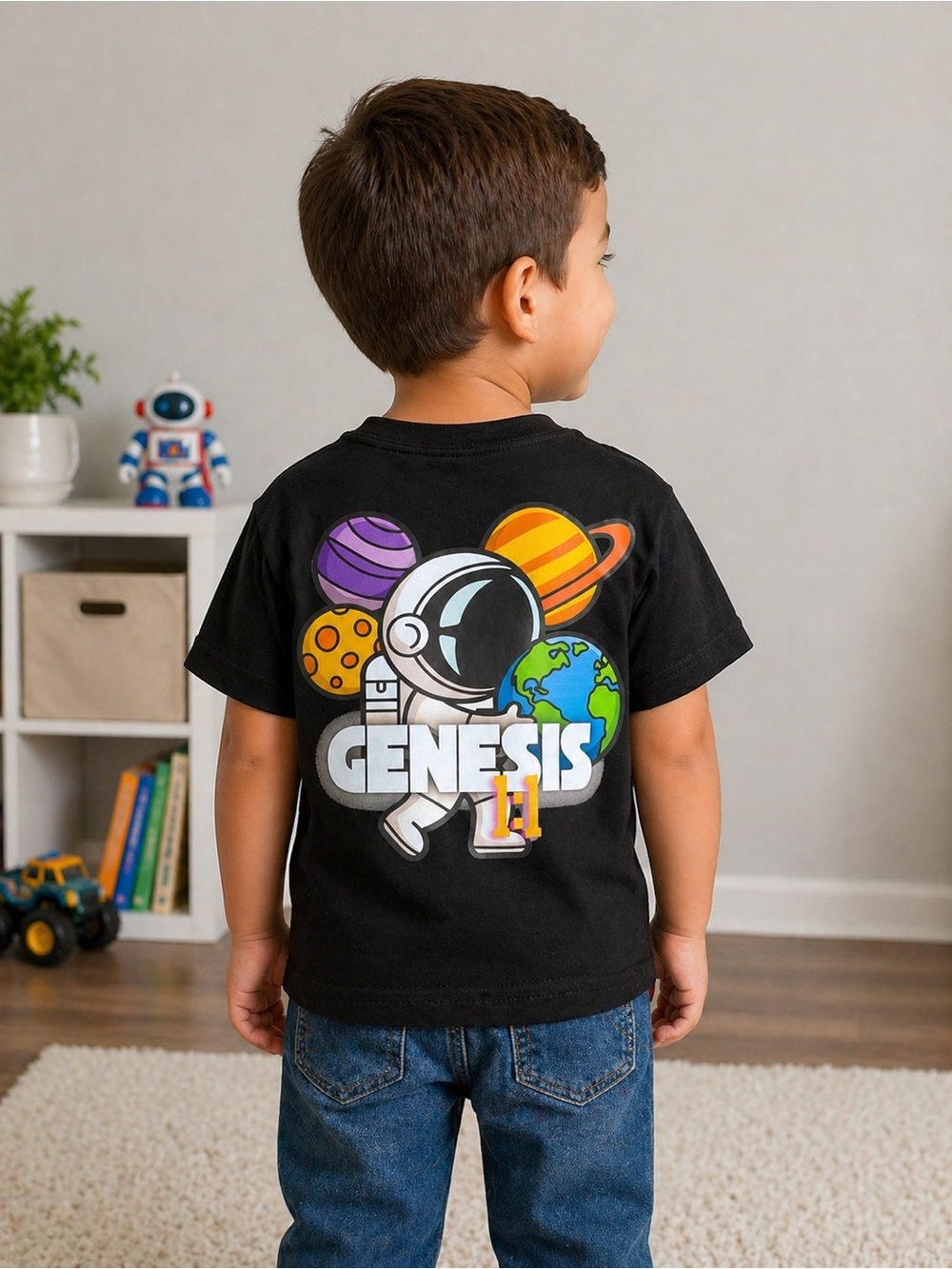 Genesis Space Graphic Tee - Black with Colorful Planets